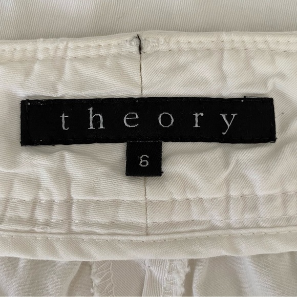 COPY - THEORY Pants Wide Leg  Cotton Ivory/White  Size 6 - Picture 14 of 16